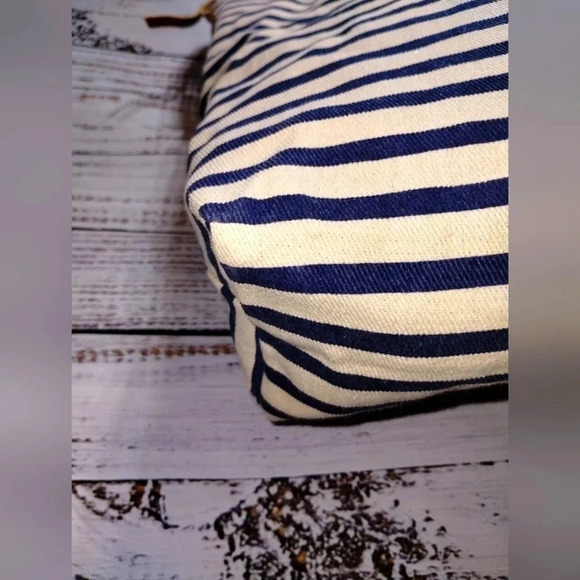 Summer Rose Striped Nautical Beach Tote with Rope Handles XL Size - Picture 6 of 7